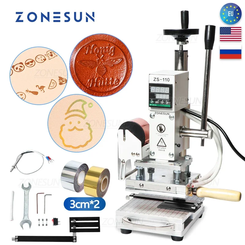 Leatherwork Hand Press - ZONESUN ZS110 горячее тиснение фольгой, бронзовая